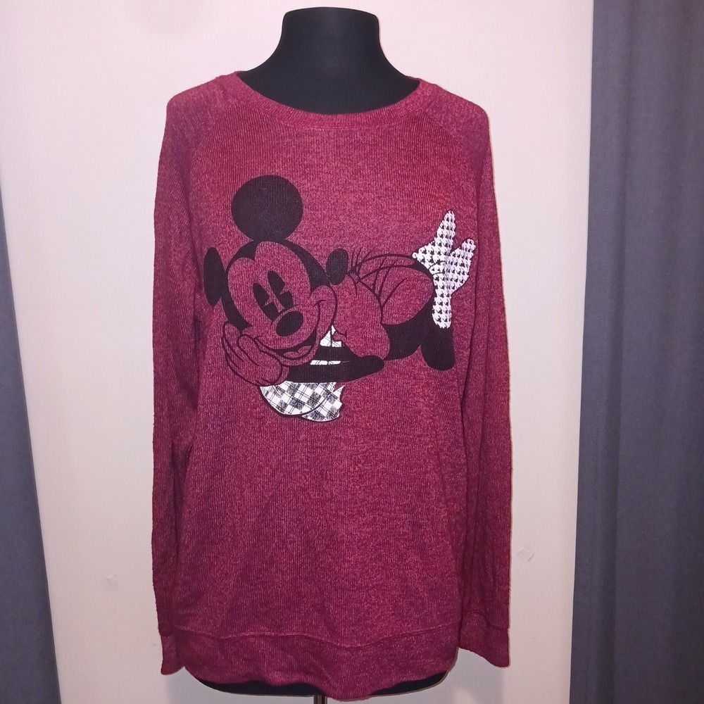 Disneycore Disney Parks Mickey Minnie Mouse Heathered Raglan Sweatshirt Top XL